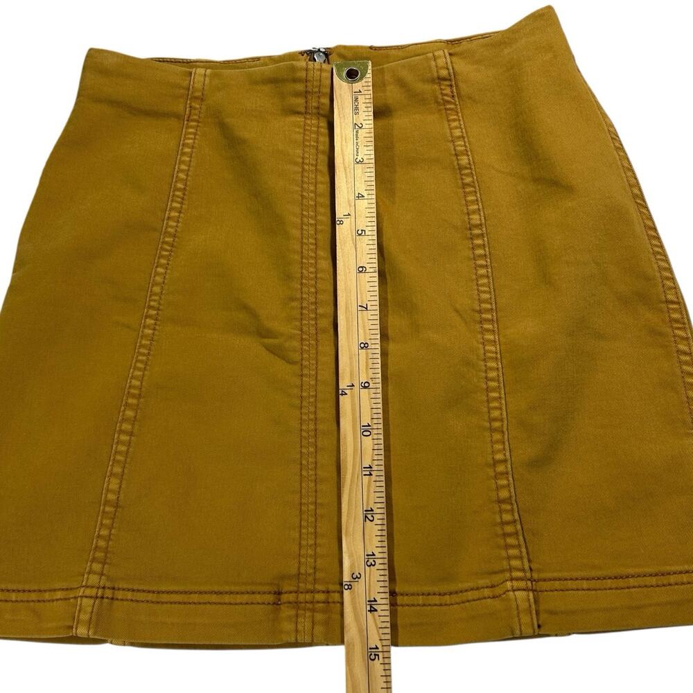 Free People Womens Sz 6 Modern Femme Golden Yellow Denim Skirt Mod Retro Boho - Picture 6 of 9